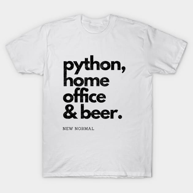 Python, Home office & beer. T-Shirt by guicsilva@gmail.com